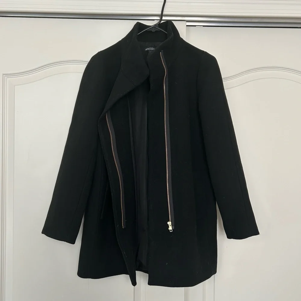 J Crew Factory Wool Blend Pea Coat Black - Picture 2 of 7
